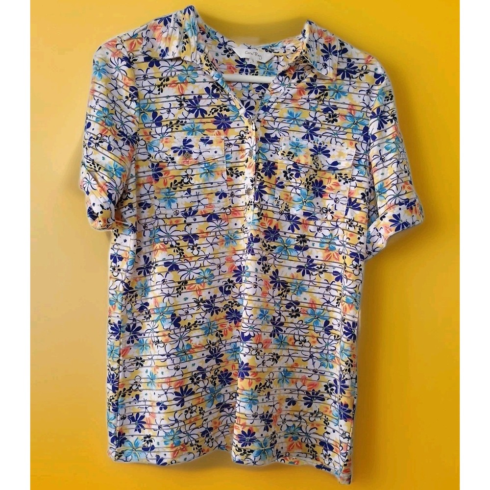 Coral Bay Floral Blouse Semi‎ Sheer Women's Small